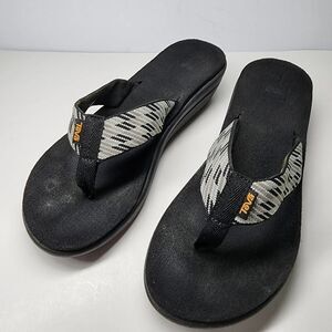 Teva Voya Wedge Thong Sandals Black and Gray‎ womens size 10
